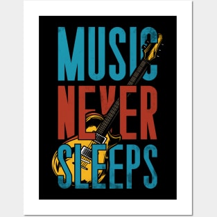 Music Never Sleeps Vintage Style Posters and Art